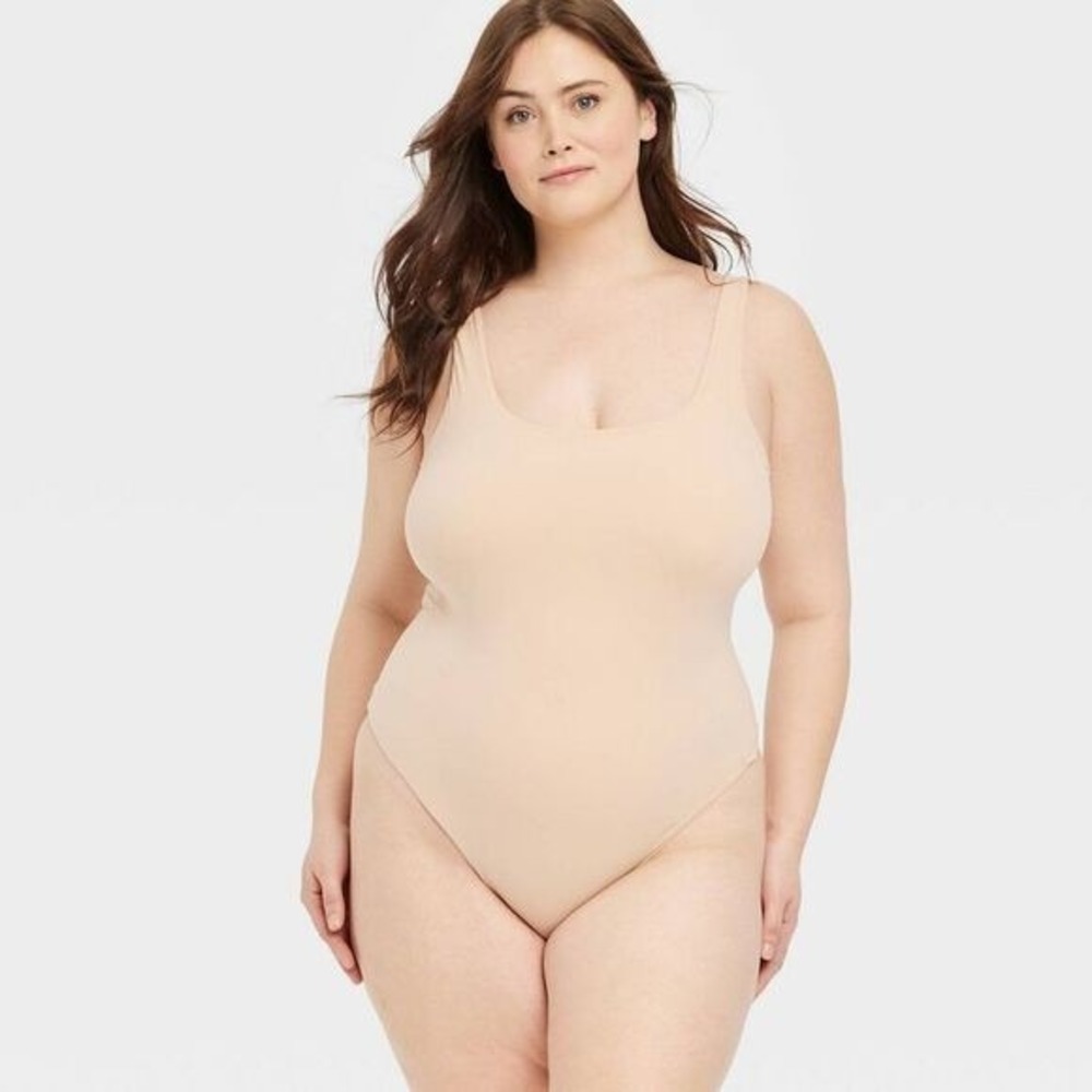 Women's 4-Way Stretch Tank Bodysuit - Auden XXL‎ NWT Color Beige